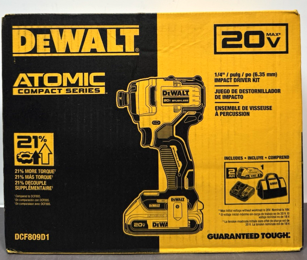 DEWALT DCF809D1 20V Max Brushless 1/4" Impact Driver Kit - New Factory Sealed