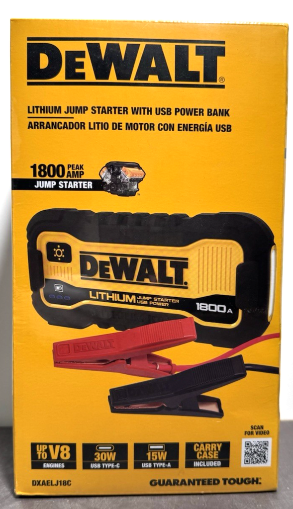 DeWalt DXAELJ18C 1800 Peak Amp Li-Ion Jump Starter with USB Power - Brand New