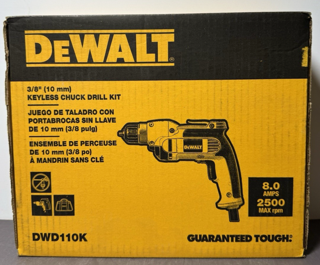 DeWalt DWD110K Keyless Chuck Drill Kit - Brand New