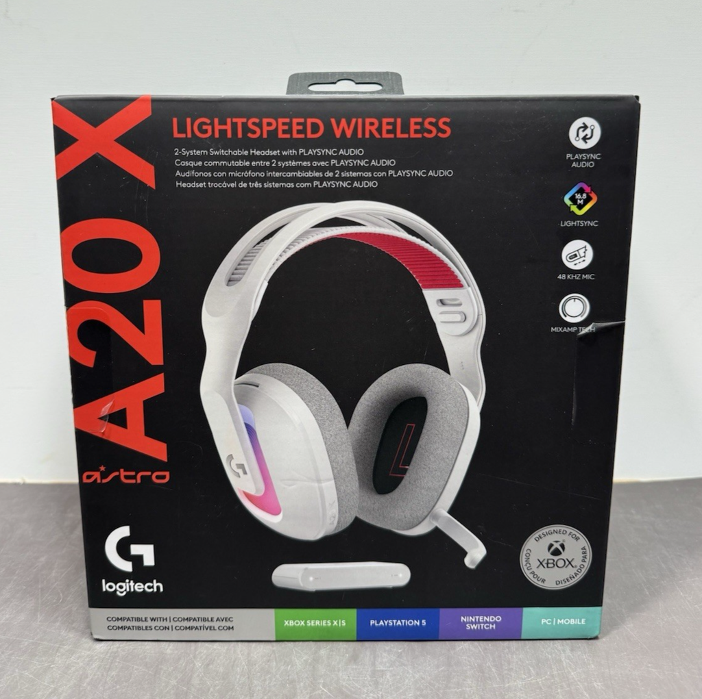 New Sealed Logitech Astro A20X Light Speed Wireless Gaming Headset White