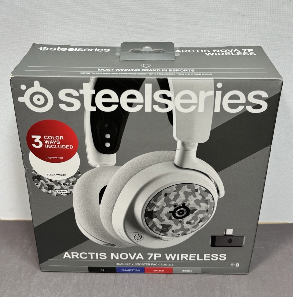 SteelSeries Exclusive Nova 7 Headset with Booster Pack USB-C Wireless Bluetooth.
