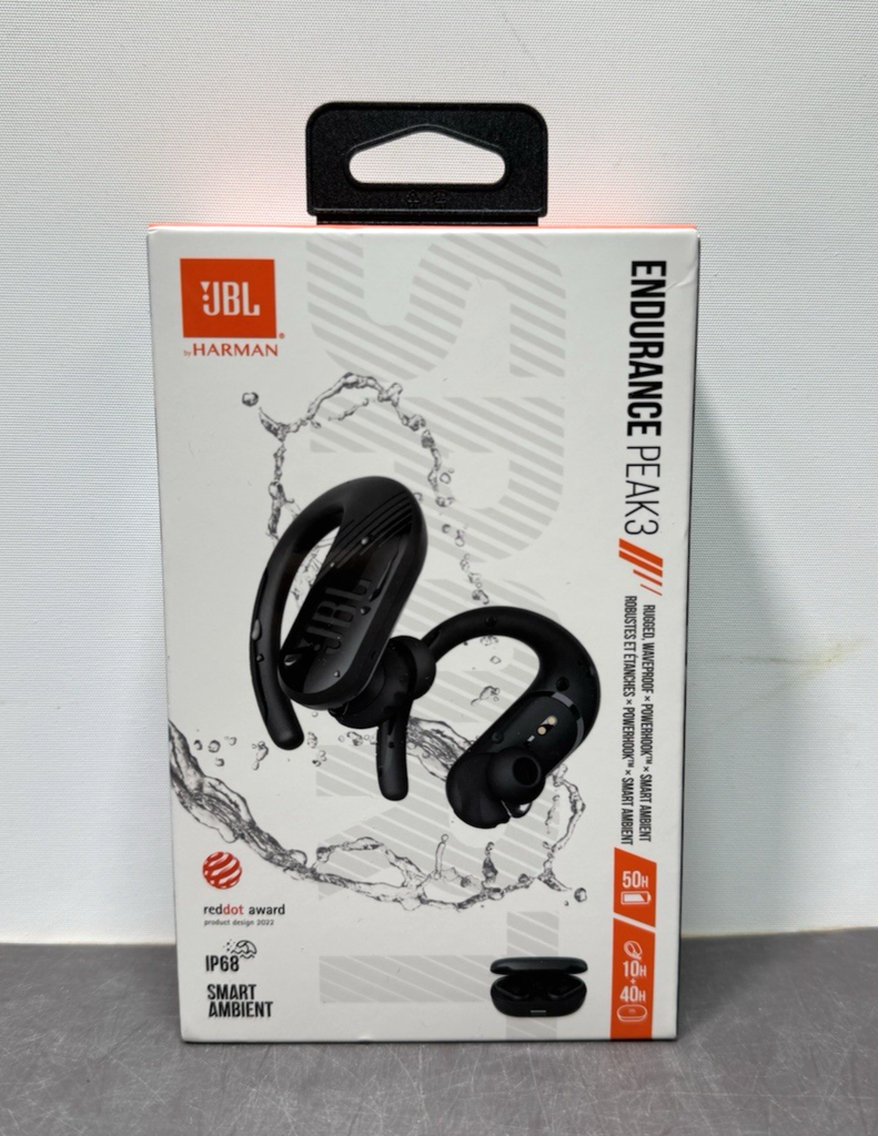 JBL Endurance Peak 3 True Wireless Bluetooth Earbud Headphones - Black - New