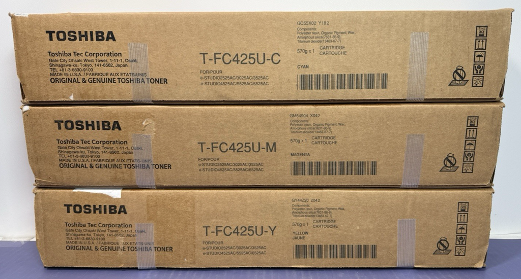 Genuine Toshiba T-FC425U Toner Lot Of 3  CMY FAST SHIPPING  BRAND NEW