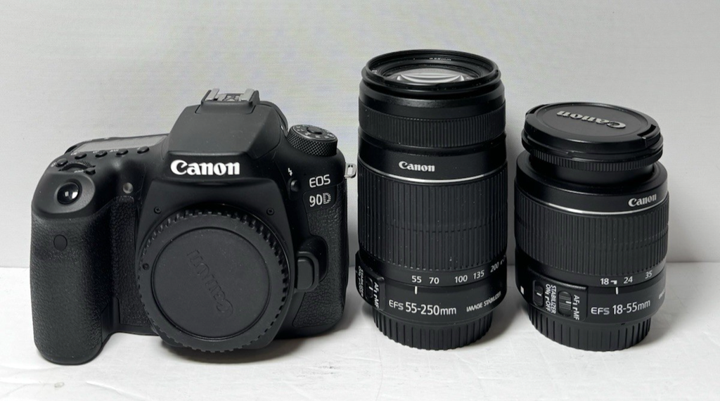 Canon EOS 90D DSLR w/ 18-55 & 55-250mm Lenses + 1TB SD Kit
