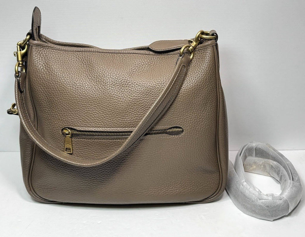 COACH CC435 Cary Shoulder Bag Dark stone Brown Soft Pebble Leather