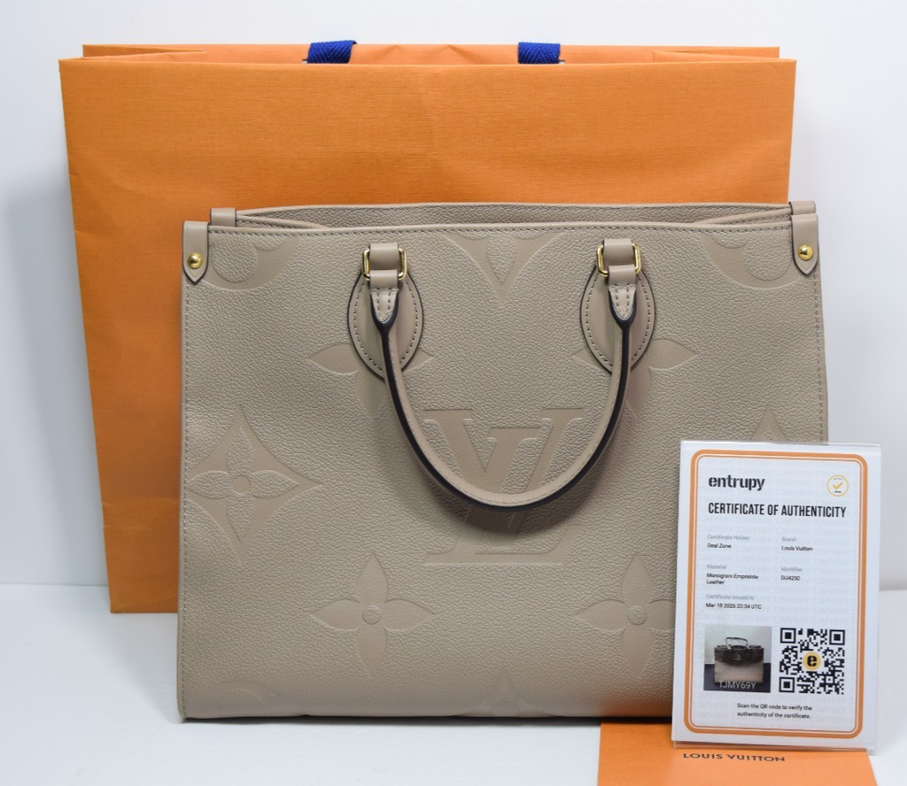 LV OnTheGo MM Bicolor Monogram Empreinte Leather M45607 Turtledove color