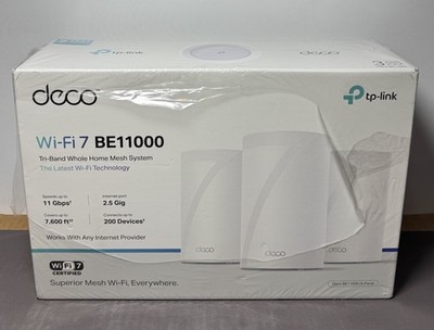 TP-Link Deco 7 Pro BE11000 Tri-Band Wi-Fi 7 Whole Home Mesh Router System -NEW