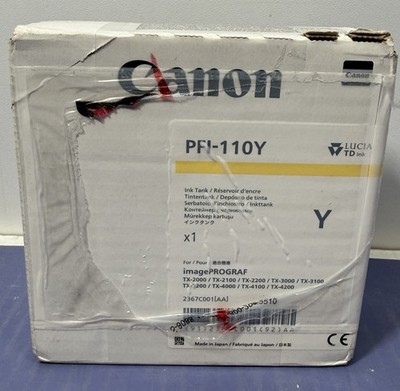 09/28 GENUINE CANON PFI-110Y YELLOW 160ml Ink Tank TX-2000/3000/4000 SEALED