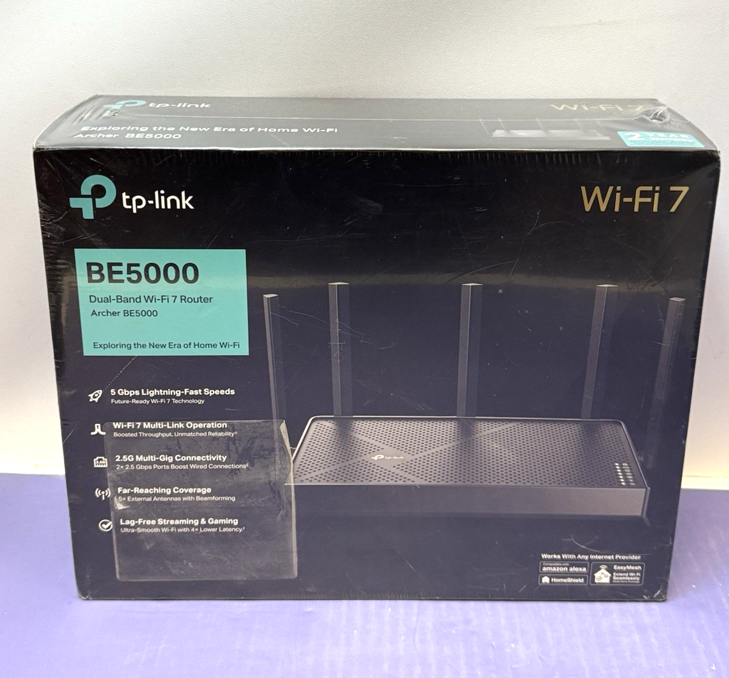 Brand NEW TP-Link Archer BE5000 Dual-Band Wi-Fi 7 Router Black