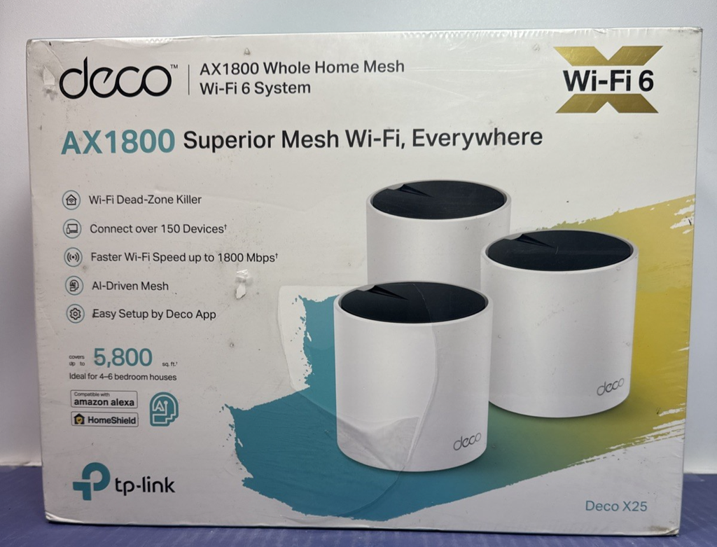 TP-Link Deco X25 AX1800 Dual-Band Whole Home Mesh Wi-Fi 6 System- New Sealed