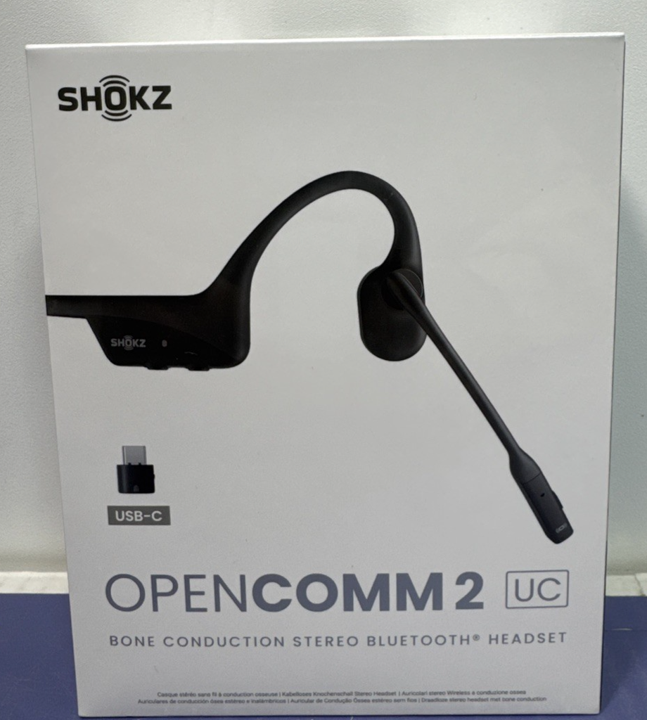 Shokz OpenComm2 Bone Conduction Stereo Bluetooth Headset Black C110-New