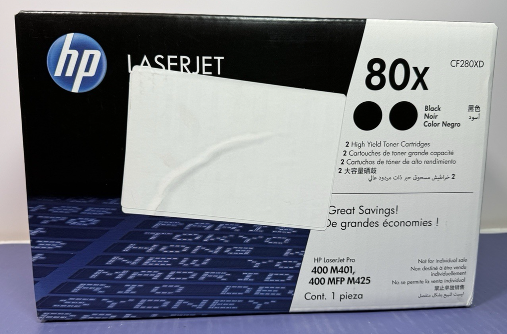 HP CF280XD 80X LaserJet Black Toner Cartridge - 2 Piece Pack - 12/25