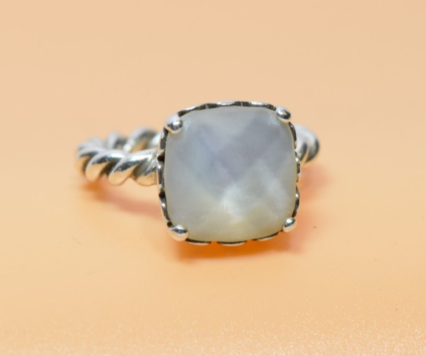 Pandora Sterling Silver Elegant Sincerity Mother of Pearl Ring SZ 6