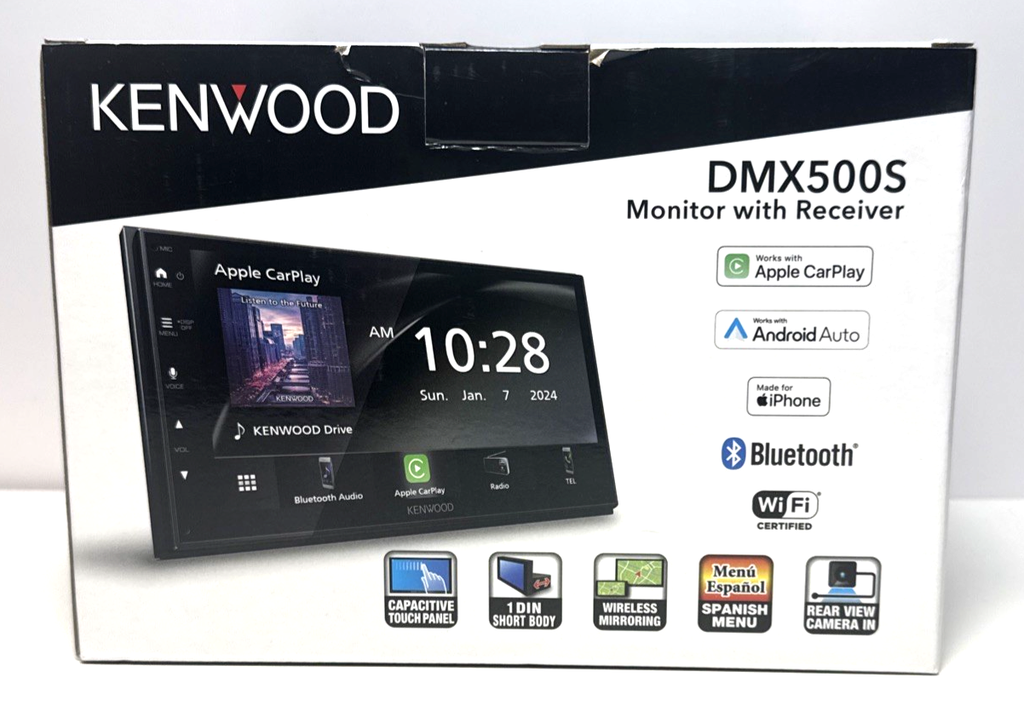 Kenwood DMX500S 6.8" 1-Din Radio w/ Apple CarPlay & Android Audio - Brand New