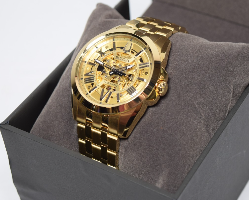 Bulova Sutton Men's Gold tone Stainless Steel Automatic Watch. 97A162-43mm-New