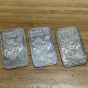 [3281-2(3)] 1983 Season's Greetings Santa Claus Sleigh Christmas 3oz 999 National Silver Bar
