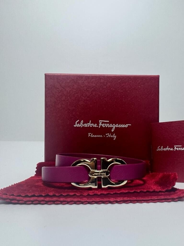 Salvatore Ferragamo bracelet purple and gold tone Made in Italy w/ box
