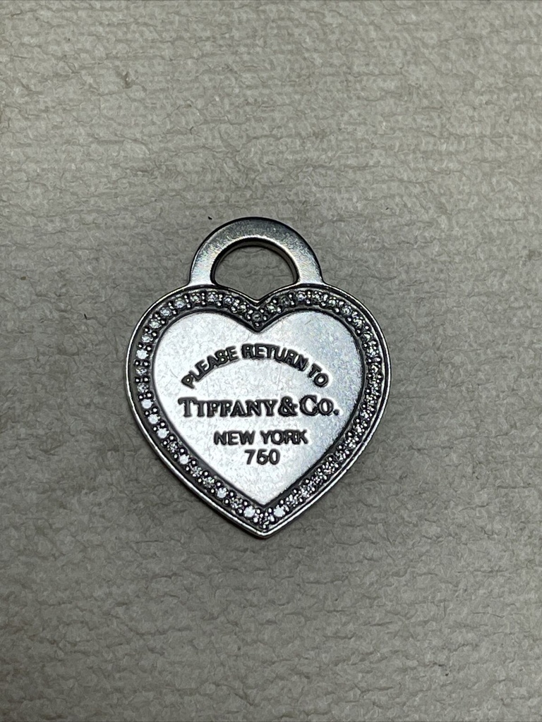 18k Gold and Diamond Return to Tiffany & Co Heart Pendant RTT Small 750