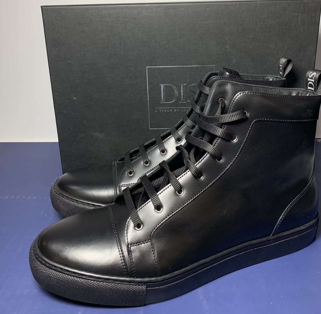 DIS Gianmarco High top black calf sneaker NWB Made in Italy SZ 45