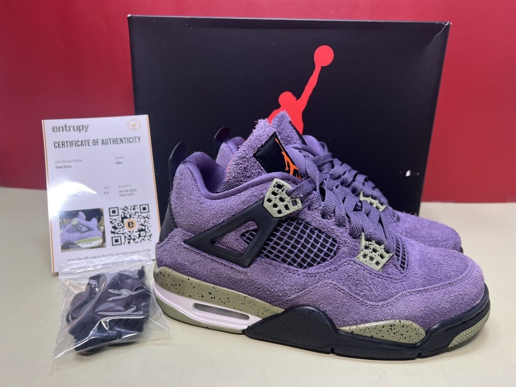 Size 6.5W - Jordan 4 Retro Mid Canyon Purple W AQ9129-500 CIB NIKE