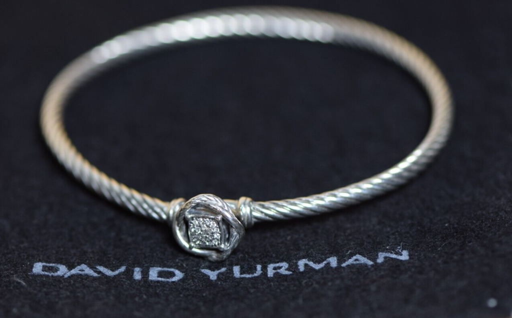 David Yurman - Infinity Pave Diamond Bracelet - Sterling Silver 15.5cm