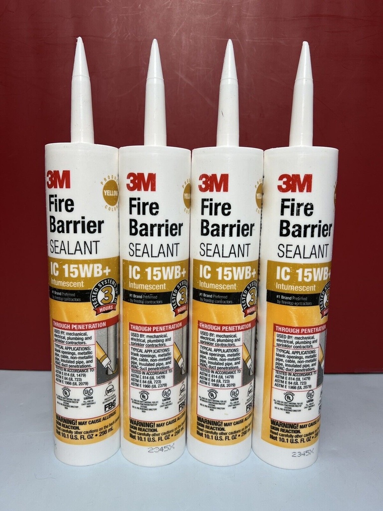 4 x 3M IC15WB Fire Barrier Sealant - 10.1oz Caulk gun ready - Brand New 4 Tubes