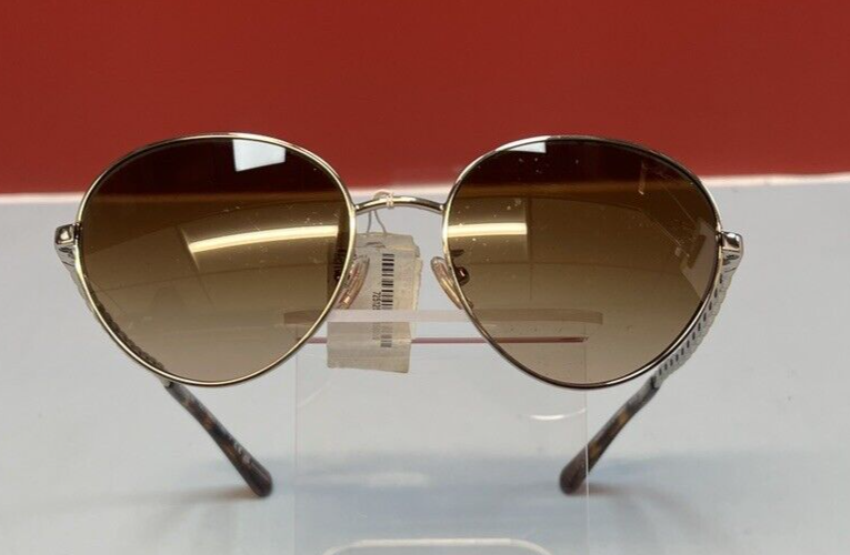 Coach Sunglasses HC 7114 L1148 900574 Light Gold Round Frames with Brown Lenses