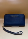 [4799-2] Michael Kors Jet Set Travel Flat Zip  Phone Case Wristlet Wallet Navy Blue