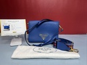 [5469-1] Prada Royal Blue Vitello Daino Leather Double Strap Flap Crossbody Bag