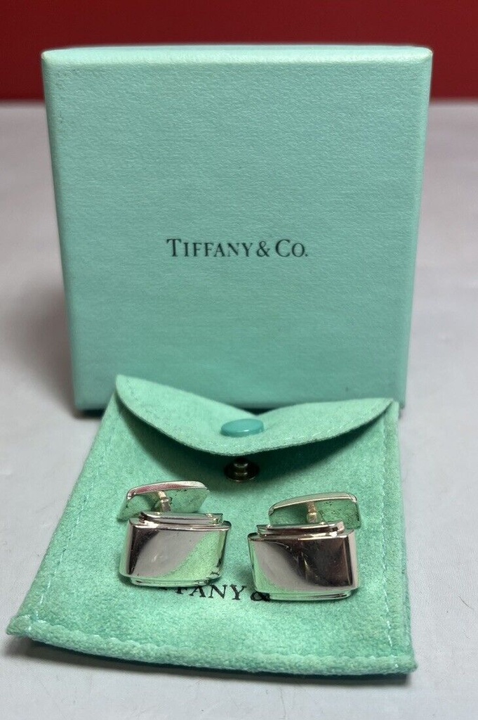 Tiffany & Co Cufflinks Metropolis Sterling Silver 925 with Box and Pouch