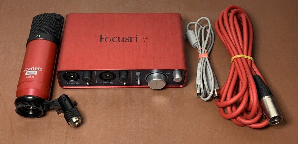 Focusrite 2i2 Studio 2nd Gen USB Audio and Scarlett CM25 Microphone