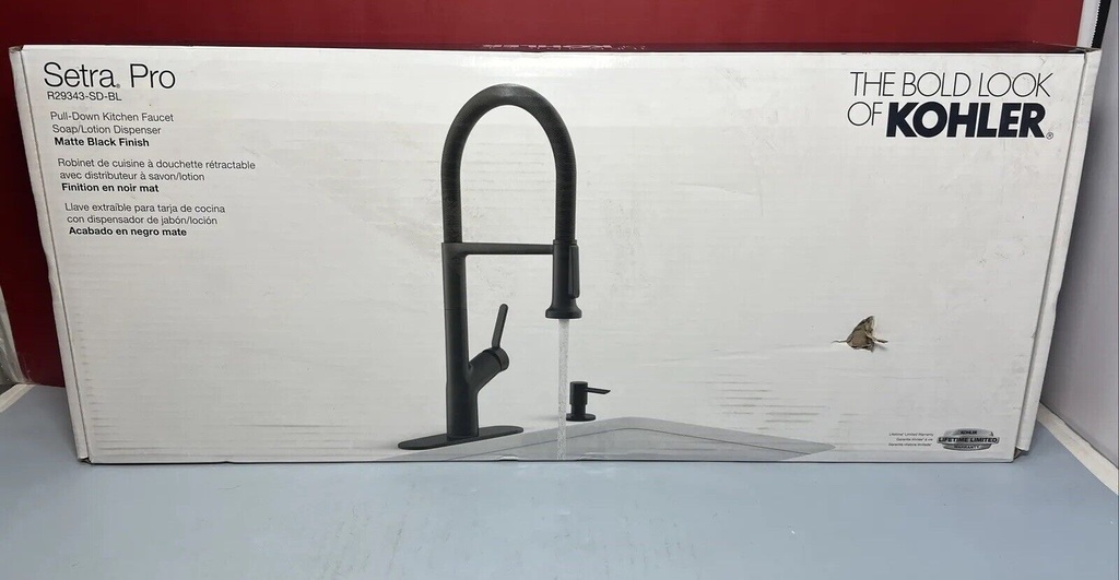 Kohler Setra Pro Pull Down Kitchen Faucet Matte Black Finish R29343-SD-BL NEW!