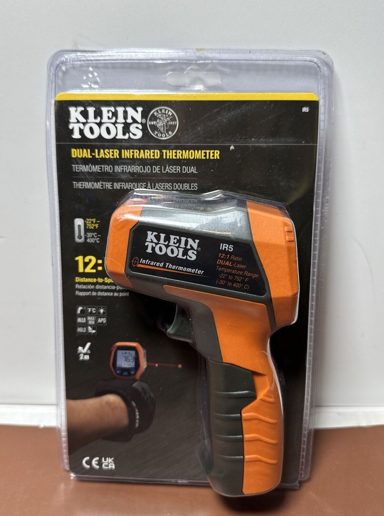 Klein Tools IR5 Dual Laser 12:1 Infrared Thermometer Hand Held Measurement Tool