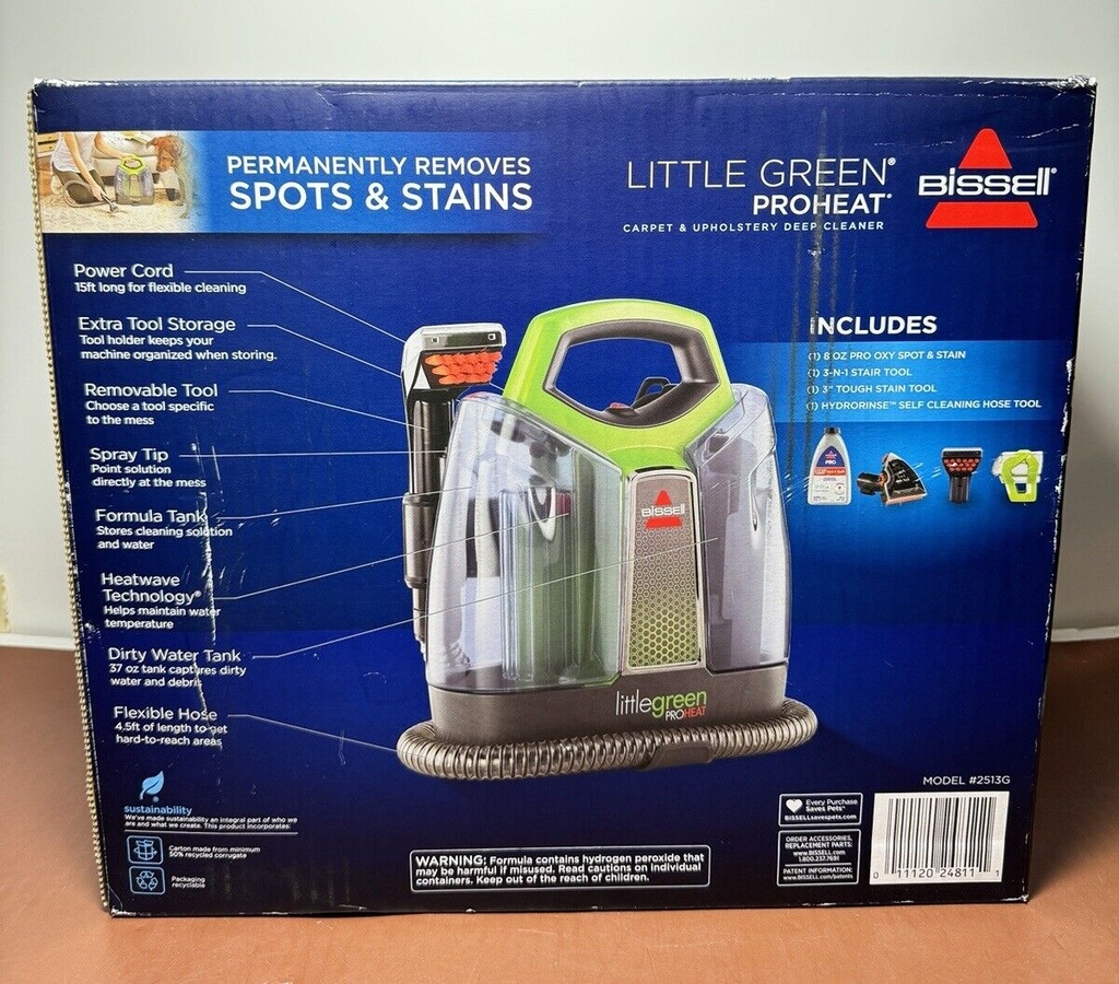 BISSELL Little Green ProHeat Portable Carpet Cleaner 2513G -Brand New