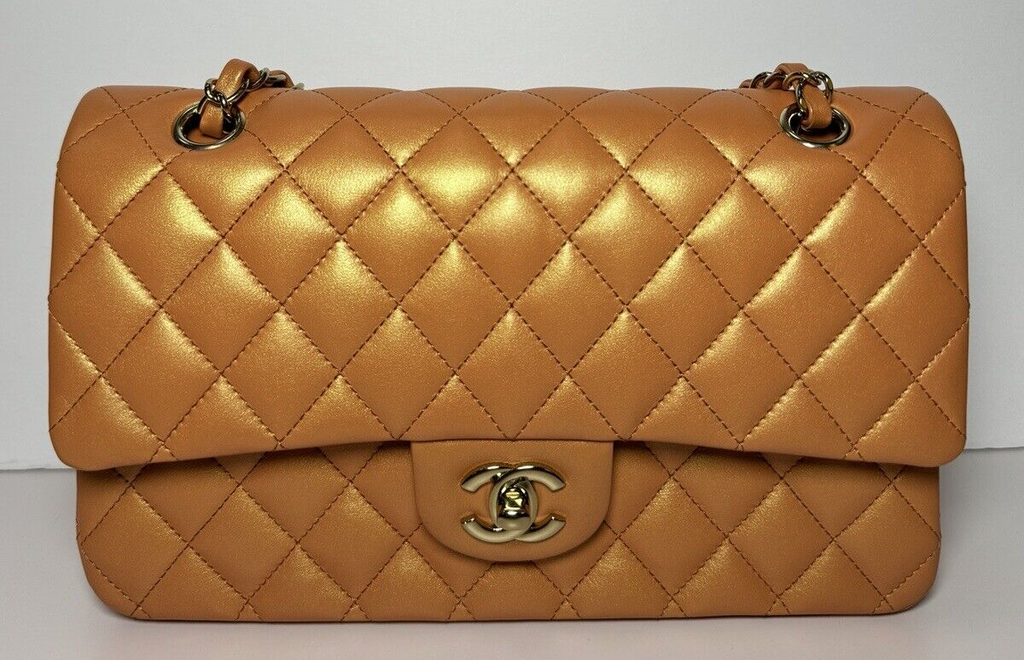 Chanel Orange Iridescent Medium Double Flap Bag