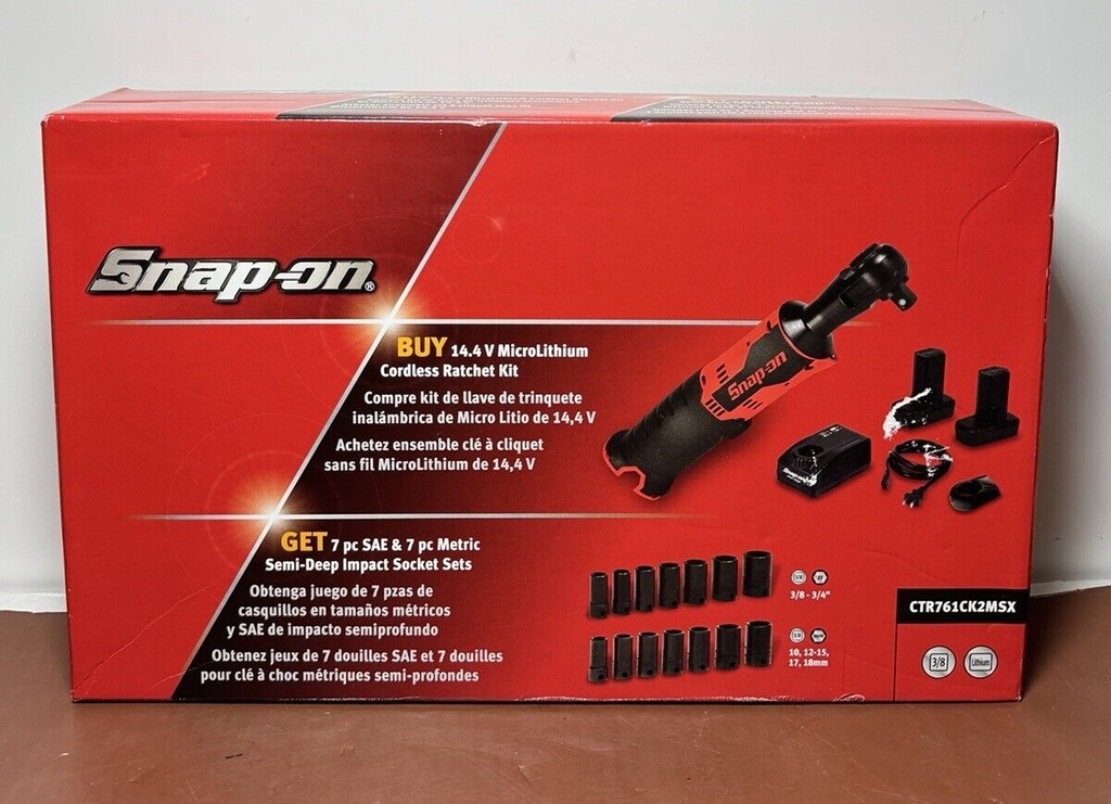 Snap On CTR761 14.4 V 3/8" Drive MicroLithium Cordless   2 Batt & 2 socket sets