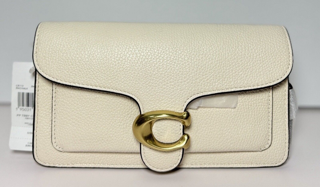 COACH Metallic Tabby Chain Clutch Chalk White NWT -CE772