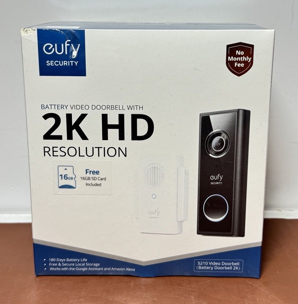 eufy Security - Smart Wi-Fi S210 Video Doorbell (Battery Doorbell 2K)-New