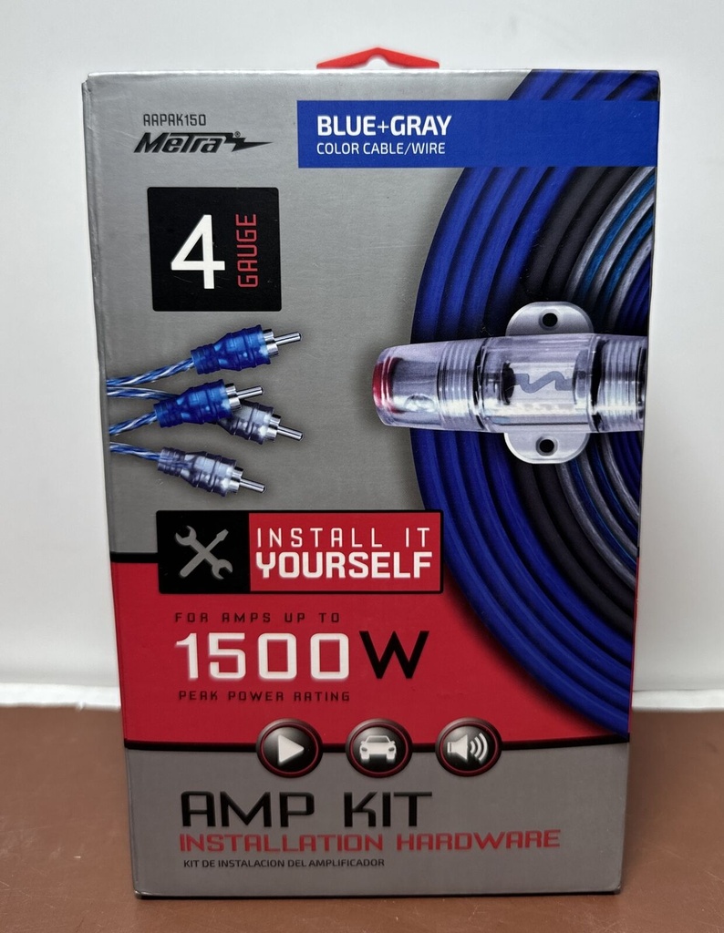 Metra AAPAK150 1500W AMP Kit Installation Hardware 4 Gauge Blue+Gray New