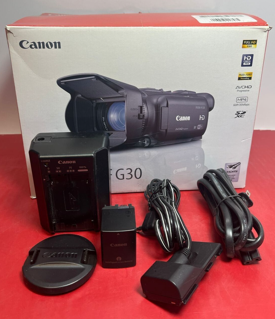 Canon VIXIA HF G30 Camcorder No Camera BOX ONLY W/ Charger & Accessories