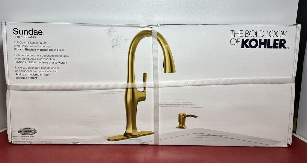 Kohler Sundae Pull Down Kitchen Faucet - Gold (R29475-SD-2MB) BRAND NEW