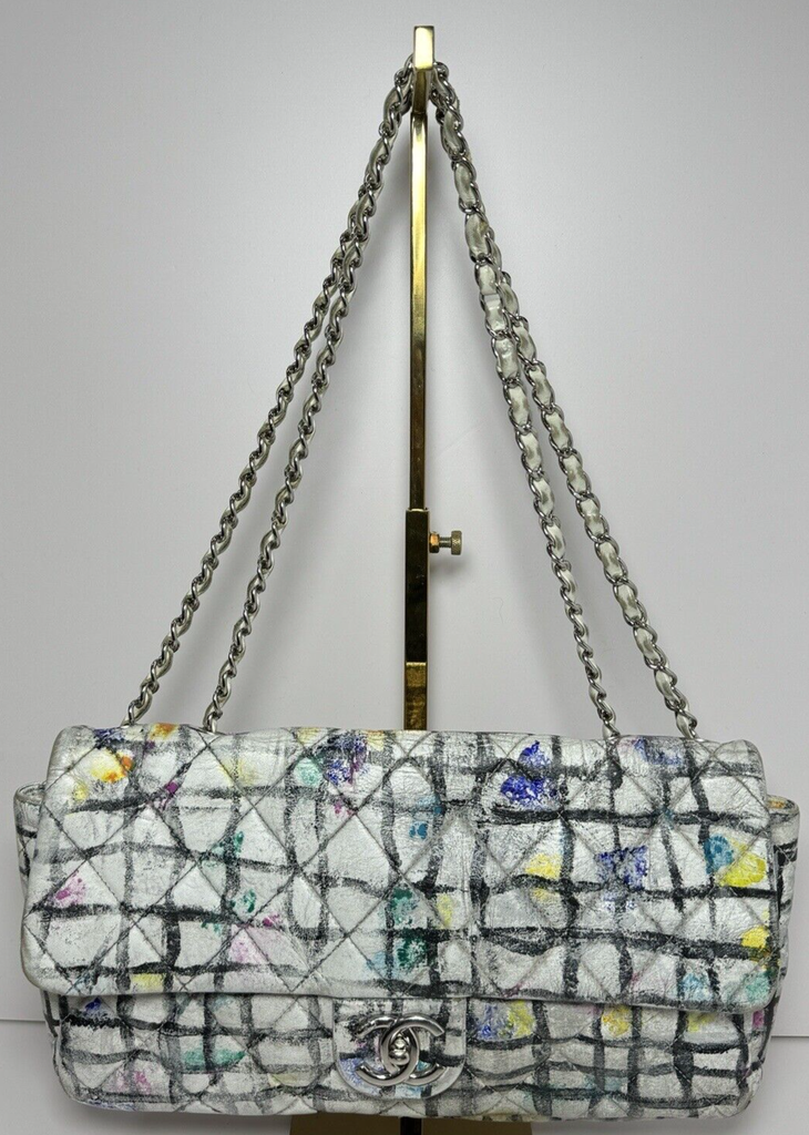 CHANEL  Calfskin Hand - Painted Graffiti Flap Bag