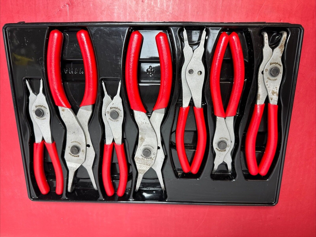 Snap On 7-Piece Push Button Quick Release Angled/Straight Snap Ring Pliers Set