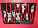 [7256-2] Snap On 7-Piece Push Button Quick Release Angled/Straight Snap Ring Pliers Set