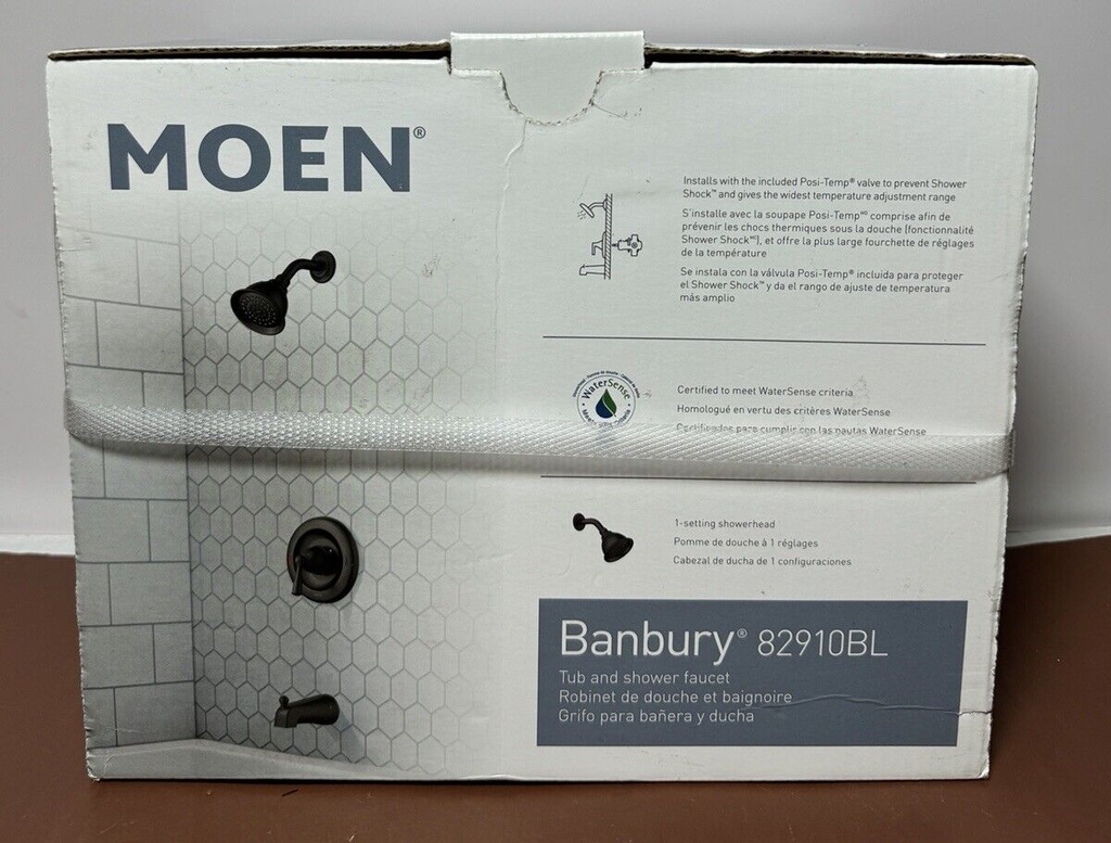 Moen 82910BL Banbury Posi-Temp 1-Handle Lever Tub and Shower Faucet Matte Black