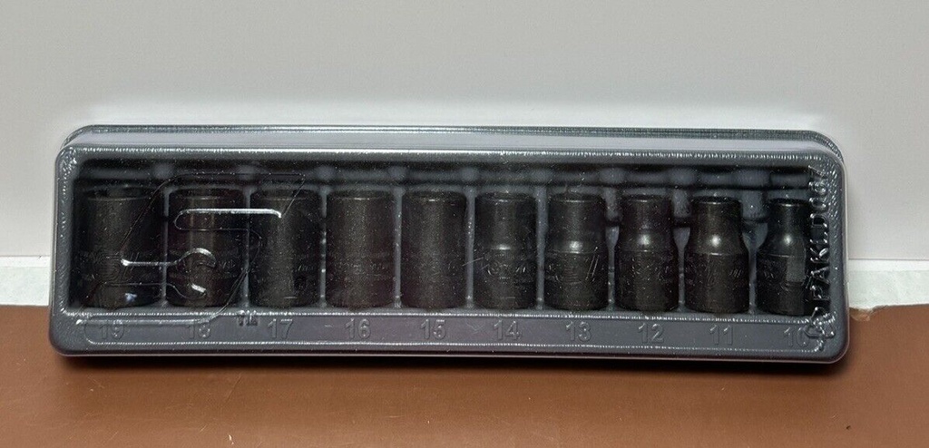 Snap On 310IMMYA 1/2" Drive 10 Pc Metric Shallow 6 PT Impact Socket Set