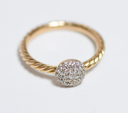 [4599-1] David Yurman 18 Karat Yellow Gold Cable Ring With Pave' Set Diamonds Size 7