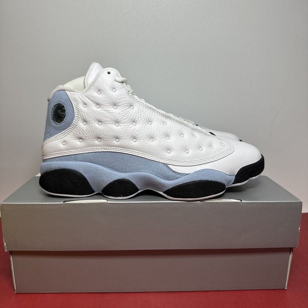 Men's Jordan 13 Retro White/Yellow Size 9 Ochre-Blue Grey (414571 170)