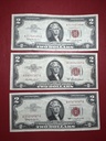 [I-1045] Lot of 3 $2 Bills Red Seal 1963 1963 1953 A