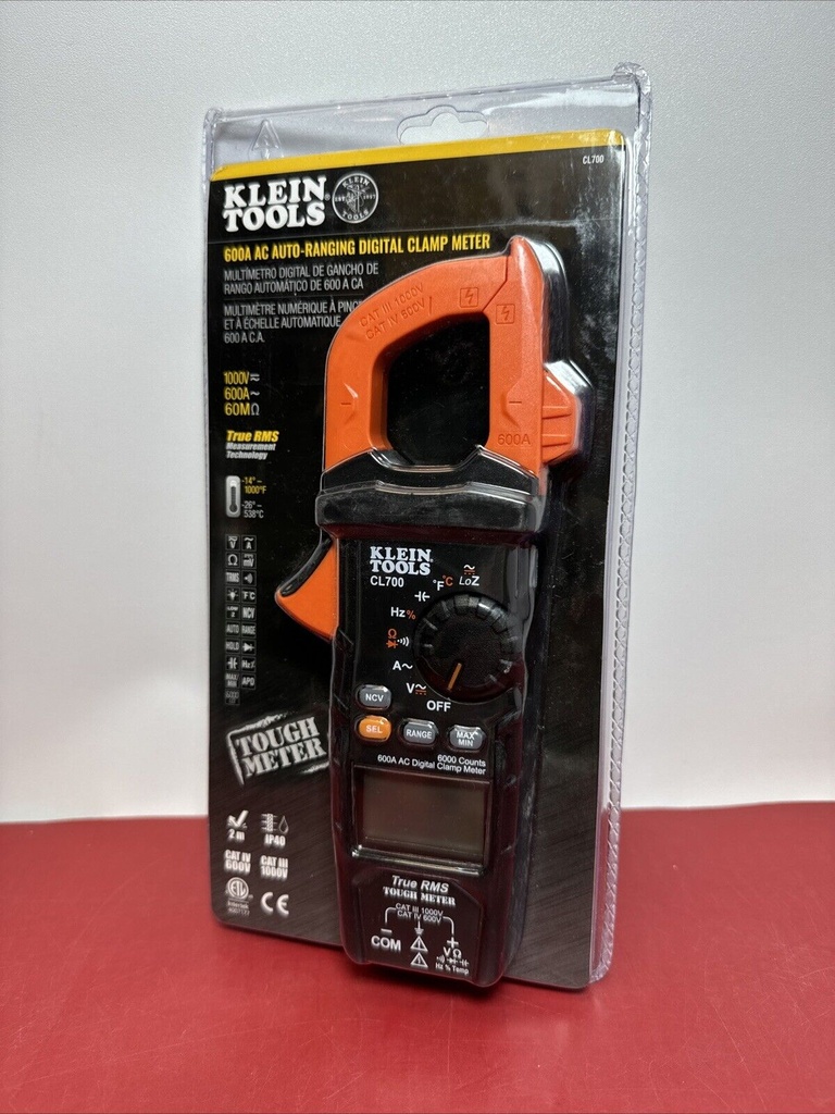 Klein Tools CL700 600 Amp AC Auto-Ranging True RMS Digital Clamp Meter with Temp